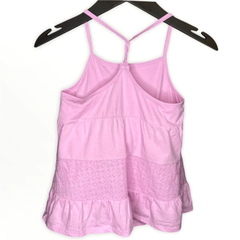 Gap Kids Girl’s Pink Racerback Cotton Tank Top Size Medium 8 Embroidered New NWT